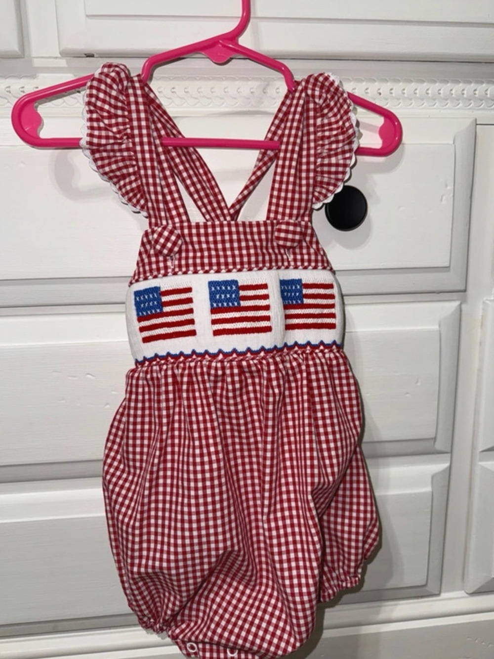 Smocked Auctions 12M Patriotic Onesie